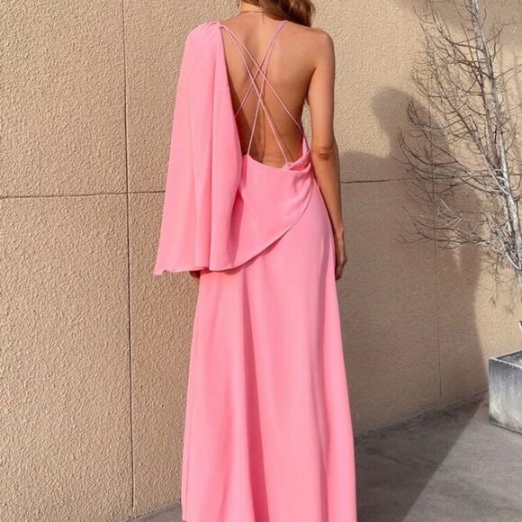 ZARA pink cape maxi dress limited edition Sz XL NWT - Picture 6 of 16